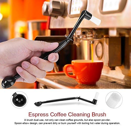 Coffee Machine Cleaning Brush with Spoon Tool Set for Espresso Machine Group Head,Pack of 3,Black