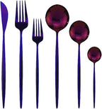 Purple 36-Pieces Silverware Flatware Mirror Polished Dinnerware, 18/0 Stainless Steel Cutlery Set For Home Kitchen Party Hotel Restaurant Wedding Service for 6