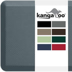 KANGAROO Thick Ergonomic Anti Fatigue Mats for Kitchen Floor, 48x20, Cushioned Standing Office Desk Mat, Waterproof Scratch Resistant Topside, Supportive All Day Comfort Padded Foam Rugs, Charcoal