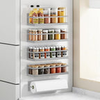 Magnetic Spice Rack For Refrigerator Fridge Shelf Kitchen Spice Organizer Grey 4 Pack With Magnetic Paper Towel Holder