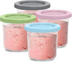 4 Pack Containers Replacement for Ninja,Creami Pints and Lids 16oz Compatible with Ninja NC299AMZ NC300 Series Deluxe Ice Cream Makers Cups Dishwasher Safe (16OZ)