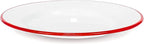 Red Co. Set of 4 Enamelware Metal Classic 10" Round Dinner Plate, Solid White/Red Rim