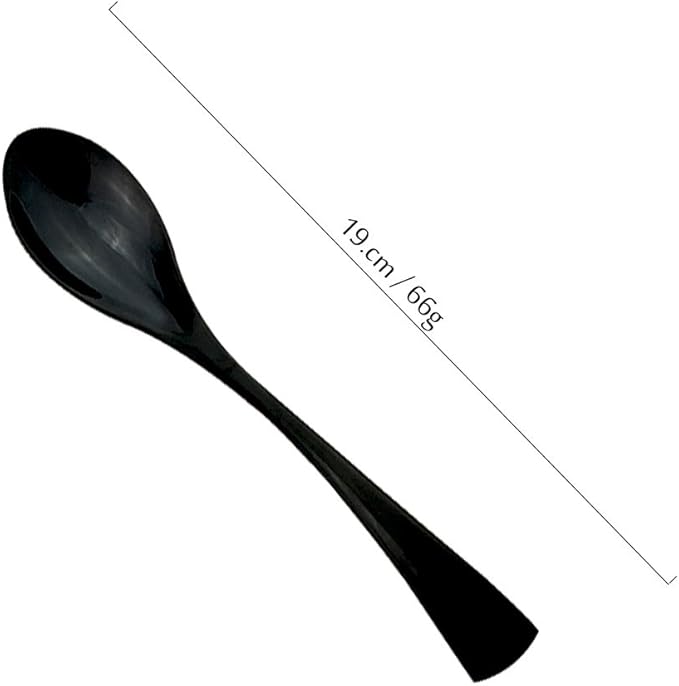 JASHII 18/10 Stainless Steel 4 Piece Mirror Polished Black Dessert Spoon Salad Spoon Black Server Utensil Set 19CM