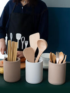 Selegna Instant Dry Utensil Holder for Kitchen Countertop, Diatomite Stone Utensil Caddy, Diatomaceous Earth Kitchen Utensil Organizer | Quick Drying Water Absorbing Pottery for Sink organization