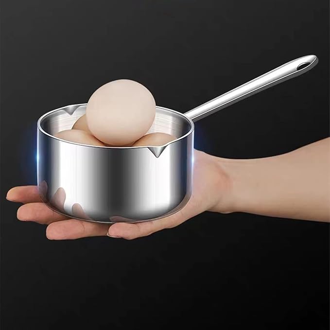 Butter Warmer Pot, Small Sauce Pan, Thick 3-PLY Heavy Duty Stainless Steel Cooking Pot for Milk, Coffee, and Melting Chocolate, 0.5-Quart