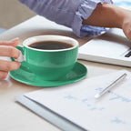 Porcelain Coffee Cup with Saucer 220ml/7.3oz for Cappuccino, Latte, and Tea, Cyan