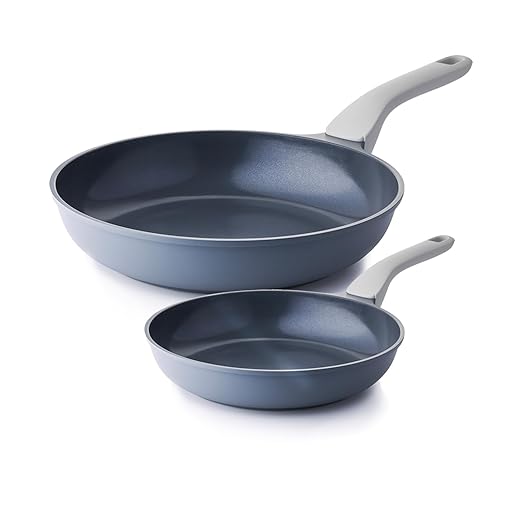 Nonstick Ceramic Frying Pan, Skillet with Stay Cool Handle,Egg & Omelet & Chef's Pan, Induction Compatible & Oven Safe, Dishwasher Safe, PTFE PFAS & PFOA Free (8+10 Inch)