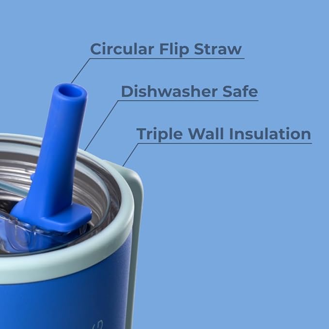 HydroJug Traveler - 40 oz Water Bottle with Handle & Flip Straw - Fits in Cup Holder, Leak Resistant Tumbler-Reusable Insulated Stainless Steel & Rubber Base - Gifts for Women & Men, Riptide