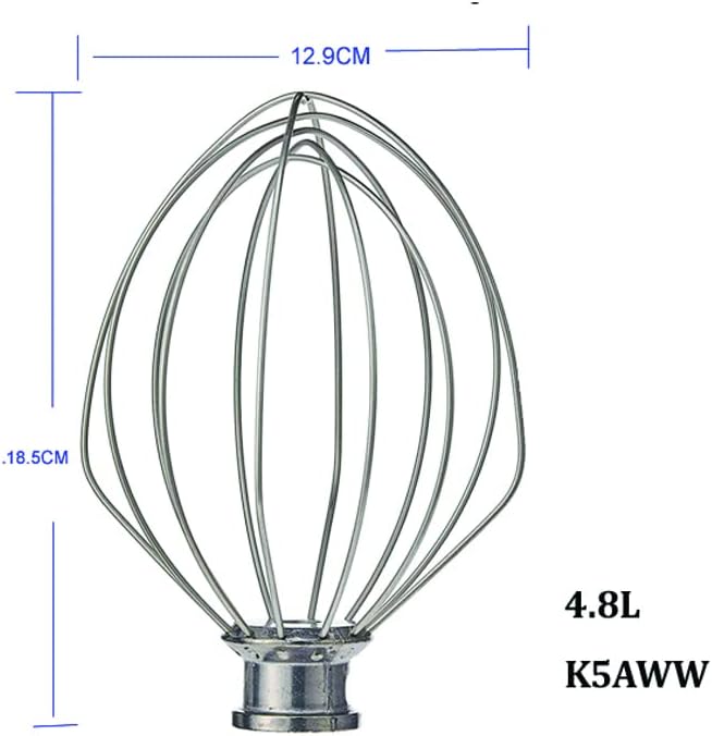 4.8 L BOWL-LIFT 6-WIRE WHIP(K5AWW) Attachment, Compatible with 5 Quart KitchenAid Bowl-Lift Stand Mixer K4SS, K5(A), K5SS, KG25G7X, KG25H0X, KG25H3X, KP50PS, KSM5, KSM50HDP, KSM500(K5AWW/ 5 Quart)