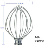 4.8 L BOWL-LIFT 6-WIRE WHIP(K5AWW) Attachment, Compatible with 5 Quart KitchenAid Bowl-Lift Stand Mixer K4SS, K5(A), K5SS, KG25G7X, KG25H0X, KG25H3X, KP50PS, KSM5, KSM50HDP, KSM500(K5AWW/ 5 Quart)