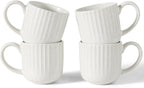 famiware Coffee Mugs Set of 4, Starlight 11 oz Mug Cup Set with Handle for Coffee, Tea, Cocoa, Milk - Ceramic Stoneware Mug Set, Matte White