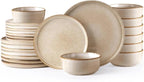 AmorArc Ceramic Dinnerware Sets,Round Reactive Glaze Stoneware Plates and Bowls Sets,Highly Scratch Resistant | Microwave & Dishwasher Safe,Service for 8 Dishes Set (24pc)