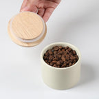 Sweejar Kitchen Canisters Ceramic Food Storage Jar, Stackable Containers with Airtight Seal Wooden Lid for Serving Ground Coffee, Tea, Sugar, Spice and More - 5 Fl Oz(Gradient Blue)