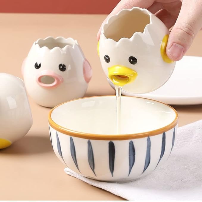 Egg White Yolk Separator Kitchen Egg Separator Yolk Separator Cute Egg Filter Egg Separator Creative Kitchen Tool Household (Yellow)