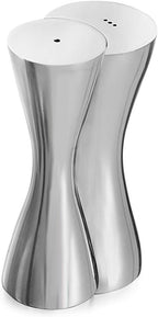 nambe Hug Salt & Pepper Shakers | 2-Piece Set | Kitchen Tool | Salt Sugar Spice Pepper Seasoning Bottle for Table, RV, Camp, BBQ | 1-Ounce | Made of Metal Alloy | Designed by Karim Rashid