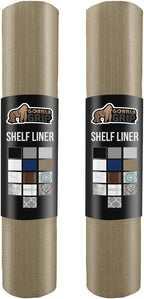 GORILLA GRIP Slip Resistant Drawer and Shelf Liner 2 Pack, Non Adhesive Water Resistant, Easy Clean and Trim, Smooth Surface Liners for Kitchen Cabinet, Shelves, Drawers, Pantry, 12 in x 10 FT, Beige