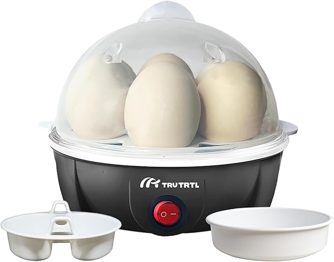 Electric Egg Cooker | Boils upto 7 eggs | Poacher | Omelet maker | Vegetable steamer, dumpling & More | Royal Black