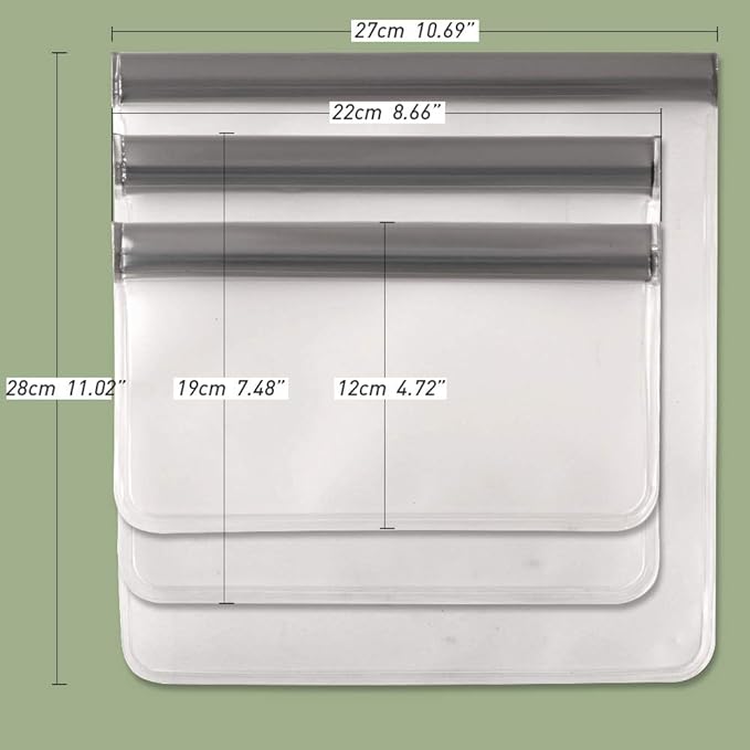 Reusable Gallon Freezer Bags, Ziplock Leakproof Reusable Gallon Bags for Marinate Meats, Fruit, Sandwich, Snack, 2 Gallon Bags + 4 Quart Bags + 4 Snack Bags