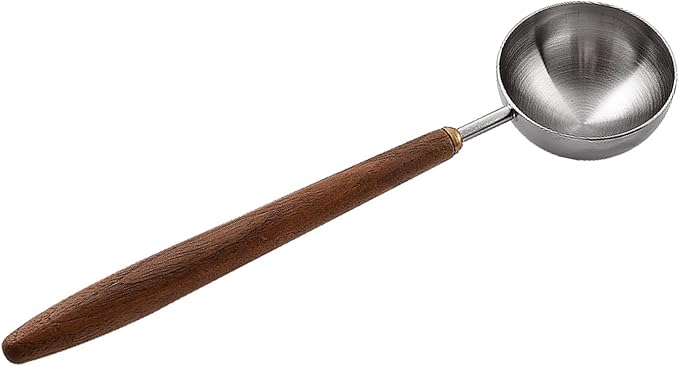 Coffee Spoon - Vintage Walnut Wood Handle, Stainless Steel Coffee Scoop ，Stainless Steel Tea Scoopand Seasoning Spoons (1, Silver, 10g Capacity)