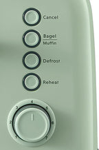 BUYDEEM DT640 4-Slice Toaster, Extra Wide Slots, Retro Stainless Steel with High Lift Lever, Bagel and Muffin Function, Removal Crumb Tray, 7-Shade Settings,Cozy Greenish