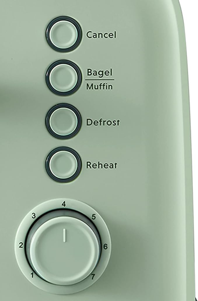 BUYDEEM DT640 4-Slice Toaster, Extra Wide Slots, Retro Stainless Steel with High Lift Lever, Bagel and Muffin Function, Removal Crumb Tray, 7-Shade Settings,Cozy Greenish