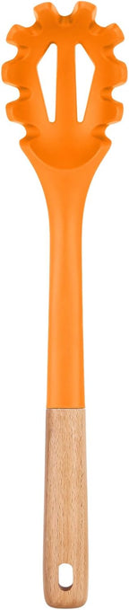 Silicone Pasta Fork, Kitchen Heat Resistant Noodle Spoon Server, BPA Free Spaghetti Strainer,12.8 inch (ORANGE)