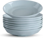 Small Pasta Bowls Set of 8, 16 Oz, 8 inch,Salad bowls, Ceramic bowls, Microwave & Dishwasher Safe, Light Colored Diamond-cut Edge