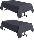 sancua 2 Pack Dark Grey Tablecloth 60 x 120 Inch, Rectangle 8 Feet Table Cloth - Stain and Wrinkle Resistant Washable Polyester Table Cover for Dining Tables, Buffet Parties and Camping