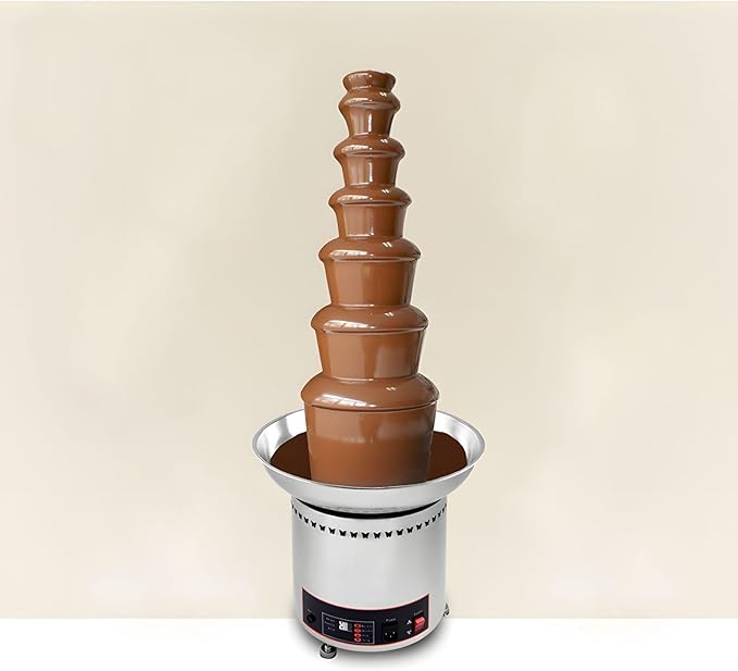 7-Tier Electric Stainless Steel Chocolate Melts Dipping Fondue Fountain Commercial Chocolate Fondue Fountain Machine 110V Chocolate Waterfall Heated Melting Machine for Party