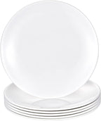 Melamine Dinner Plates,Round,Flat Bottom,White,9 Inches,Set of 6,PYW-9-06
