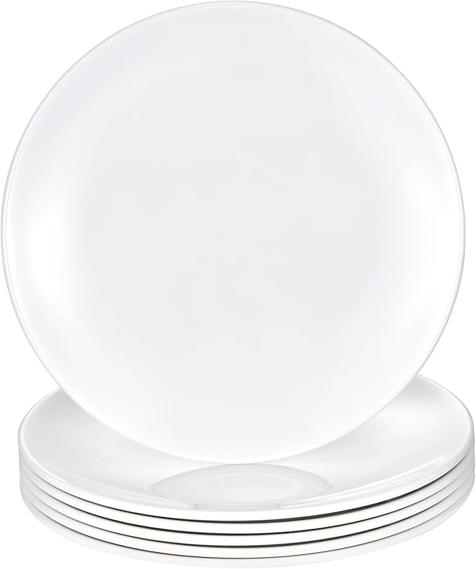 Melamine Dinner Plates,Round,Flat Bottom,White,9 Inches,Set of 6,PYW-9-06