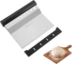 ALLTOP Bench Scraper & Chopper with Herb Stripper,Stainless Steel Multipurpose Kitchen Baking Tool for Bread Dough Pastry Cake -Leaf Remover with Plastic Handle &Upgraded Protective Cover