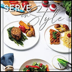 Vikko Dinner Plate, Set of 6 White Plates, Elegant Bone China with Raised Rim, Stackable 10 Inch Dinner Plates, Dishwasher Safe