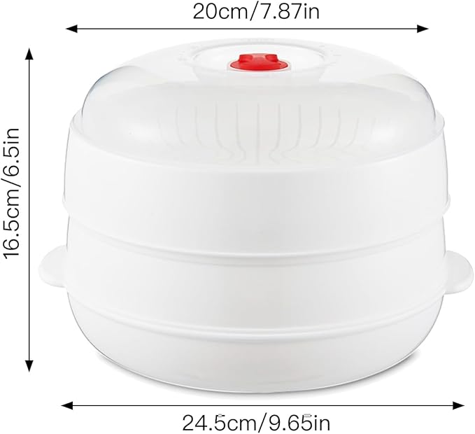 Microwave Steamer - Plastic Vegetable Steamer with Lid, BPA Free, Cookware, Healthy Cooking Quick Fast（Two-layer）