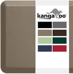KANGAROO Thick Ergonomic Anti Fatigue Mats for Kitchen Floor, 39x20, Cushioned Standing Office Desk Mat, Waterproof Scratch Resistant Topside, Supportive All Day Comfort Padded Foam Rugs, Beige