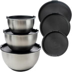ANGORA BRANDS Stainless Steel Mixing Bowls with Lids - Set of 3 Durable Metal Bowls for Baking & Cooking - Nesting Bowls for Kitchen Efficiency - Non-Slip Mixing Bowls Stainless Steel by Samma