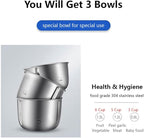 Joydeem JD-376B Electric Food Processor,Meat Grinder with Garlic Peeler,Vegetable Fruit Chopper with 3 Stainless Steel Bowls,Blue