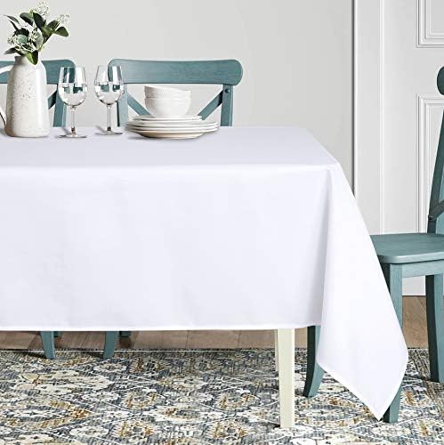 sancua Square Tablecloth - 54 x 54 Inch - Stain and Wrinkle Resistant Washable Polyester Table Cloth, Decorative Fabric Table Cover for Dining Tables, Buffet Parties and Camping, White