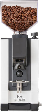 Eureka Mignon Silenzio Espresso Grinder | Silent Technology | Stepless | Timed Dosing | (White, 55mm)