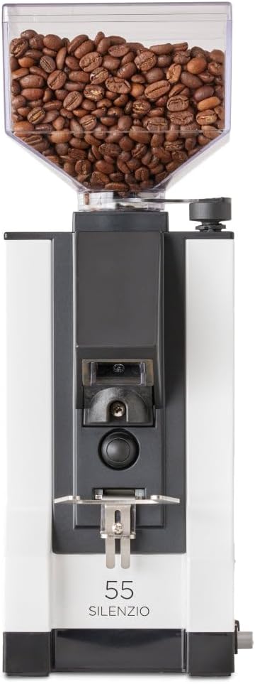 Eureka Mignon Silenzio Espresso Grinder | Silent Technology | Stepless | Timed Dosing | (White, 55mm)
