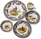 Spode Woodland Red Grouse Salad Plate - 8" Fine Earthenware, British Flowers Border, Rustic Game Bird Design Made in England - Microwave, Dishwasher, Oven, Freezer Safe for Holiday Dining
