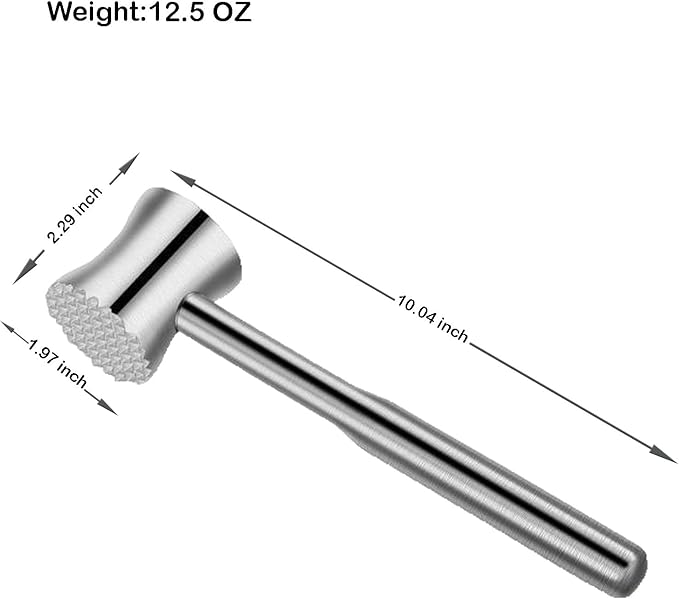 304 Stainless Steel Meat Tenderizer Mallet - Dual-Sided Meat Pounder Hammer for Tenderizing and Flattening Meat - Kitchen Essentials Meat Beater Tool with Comfort Grip Handle