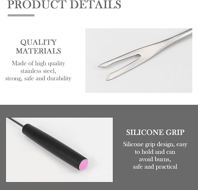 6PCS Stainless Steel Fondue Forks Set (9.1") - Color-Coded Heat-Resistant Handles for Cheese, Chocolate, Meat Desserts,Rust-Proof Fondue Sticks for Grill, Fountain & Camping (Multi-Color)