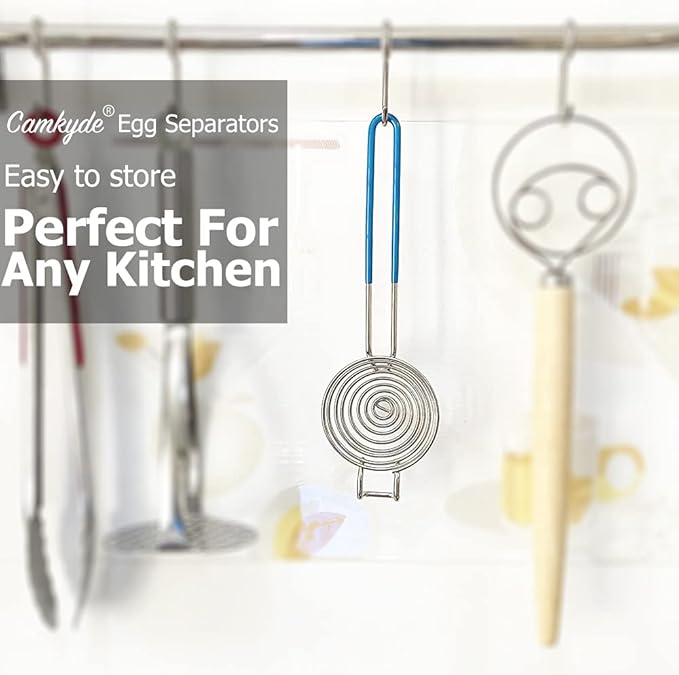 CAMKYDE Egg Separator Food Grade Stainless Steel Egg Yolk White Separation Tool (Blue)