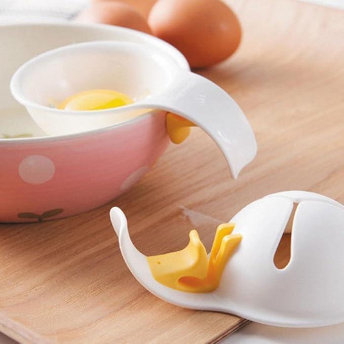 Plastic Egg Yolk Separators with Bowl Clip - Easy Egg White and Yolk Filter for Baking, Soufflés, and Cooking - Easy-to-Clean Kitchen Gadget for Raw Eggs- Hollow Design Strainer for Cakes and Desserts
