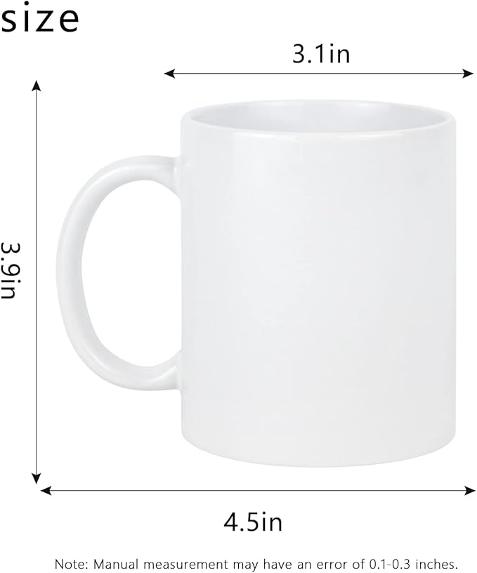 Sublimation Blank Ceramic Coffee Mugs Set of 6 Pcs White Mugs 11 oz Porcelain Espresso Cups Sublimation Mugs Blank DIY for Coffee Soup Tea Milk Latte Hot Cocoa etc
