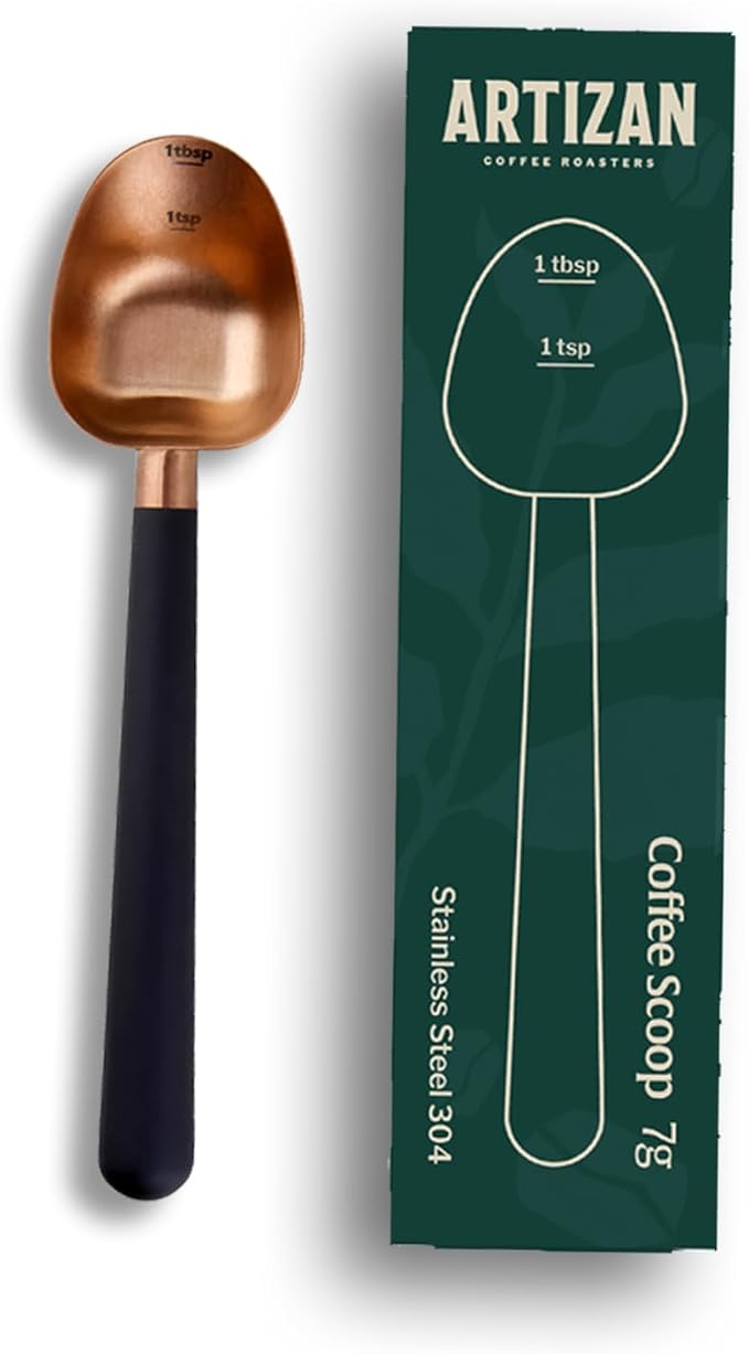 Artizan Coffee 1 Tbsp Coffee Measuring Scoop, Stainless Steel Copper Scoop for Ground Coffee, Beans, Tea & More - 7g, 17 cm Long Handle