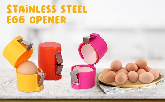 Egg Shell Opener 3PCS Egg Separator Egg Shell Opener for Hard Boiled Eggs Stainless Steel Egg Peeler, Handheld Egg Seperator Tool Kitchen Gadgets
