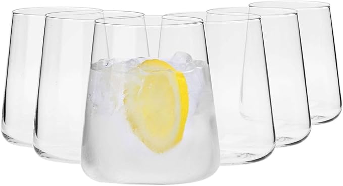 KROSNO Water Juice Drinking Glasses, Set of 6, 12.9 oz, Avant-Garde Collection, Crystal Glass, Lightweight Everyday Drinking Glasses, Multi-Purpose, Dishwasher Safe, Made in Europe