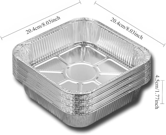 (30 pack) 8x8 inch Air Fryer Square Aluminum foil Cake Baking Pan, High Temperature Resistant Aluminum Foil Bowl Disposable Food Container, Perfect for Cooking, Heating, Storing, Food (With lid)